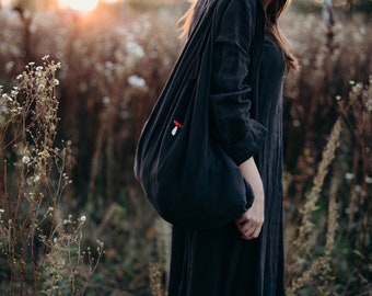 Linen Tote Bag Peaches | Optional Embroidery