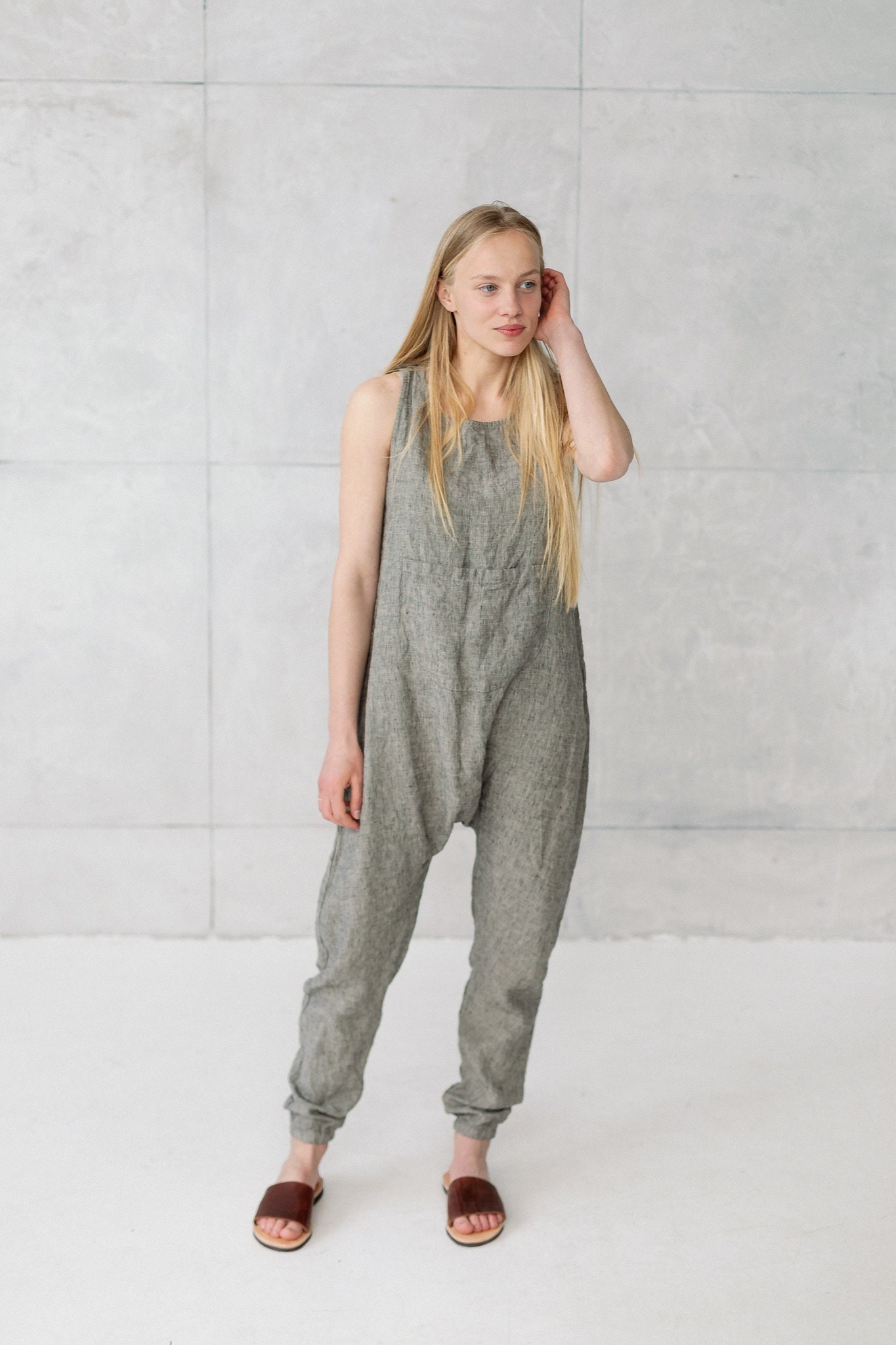 Linen Women's Jumpsuit Sunny Optional Embroidery - Etsy