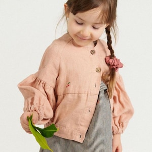 Linen Jacket Marcelline, jackets for girl, linen clothing, , kids clothing, gift for kids,  boho linen jackets for kids| Optional Embroidery