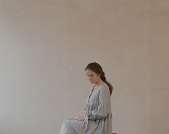 Linen Dress Grace with Long Sleeves | Optional Embroidery