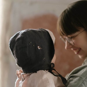 Reversible Linen Brimmed Bonnet | Optional Embroidery