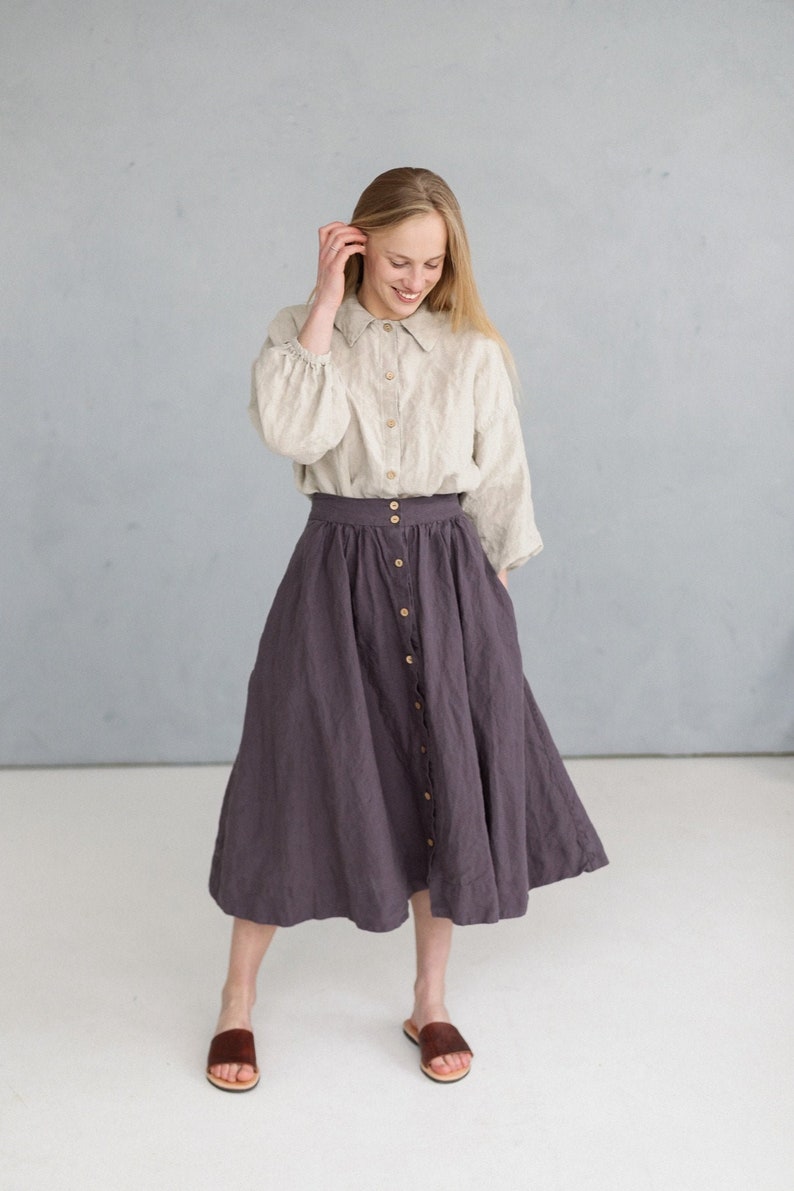 Ready to Ship Linen skirt Olivia 画像 1