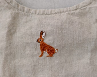 Handmade Embroidery "Sitting Hare" | Customized Personalised Items | Optional Embroideries