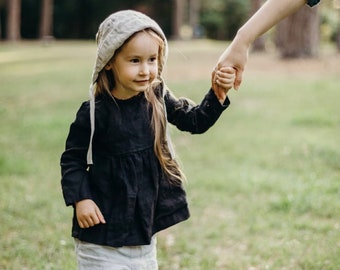 Kinder Tunika Sylvia mit langen Ärmeln, weiches Leinen Top mit entspannter Passform für den Schichtbau in den kühleren Jahreszeiten
