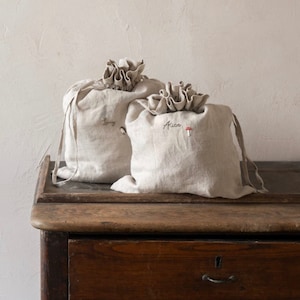 Large Linen Pouch Bag | Optional Embroidery