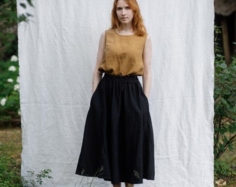 Linen Skirt Violete | Optional Embroidery