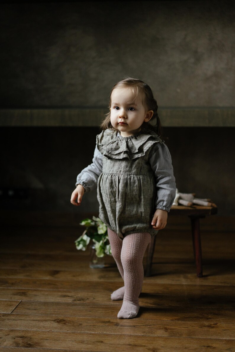 Linen Romper Eli Optional Embroidery zdjęcie 1