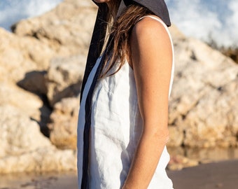 Linen Sun Hat Paloma: Unisex Summer Bucket Hat, Optional Embroidery