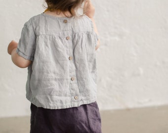 Linen Tunic Louise with Short Sleeves for girls | Optional Embroidery