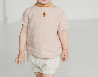 Linen Shirt Charlie with Short Sleeves | Optional Embroidery