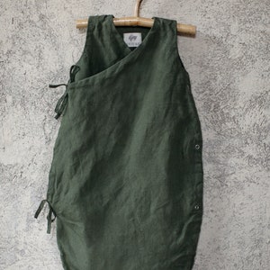 Linen Baby Sleeping Bag Optional Embroidery image 1