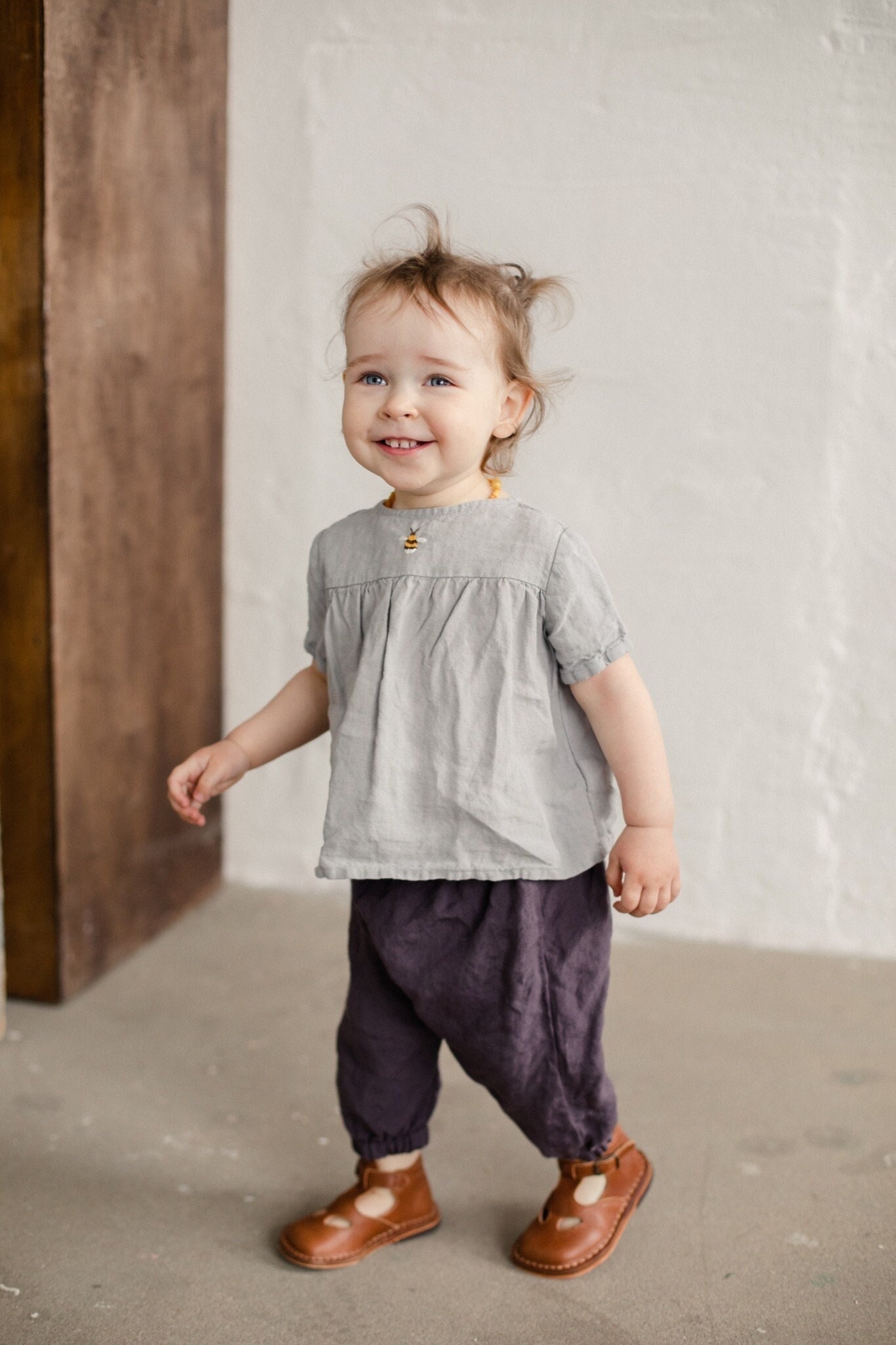 Summer Linen Tunic Louise with Short Sleeves for girls, Linen Tank Top for Girls, Toddler Girls Linen Top | Optional Embroidery