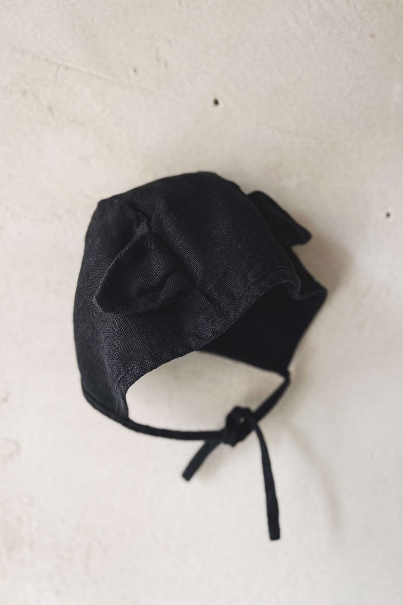 Ready to Ship Halloween Linen Cat Bonnet 86-98 cm / Black image 3