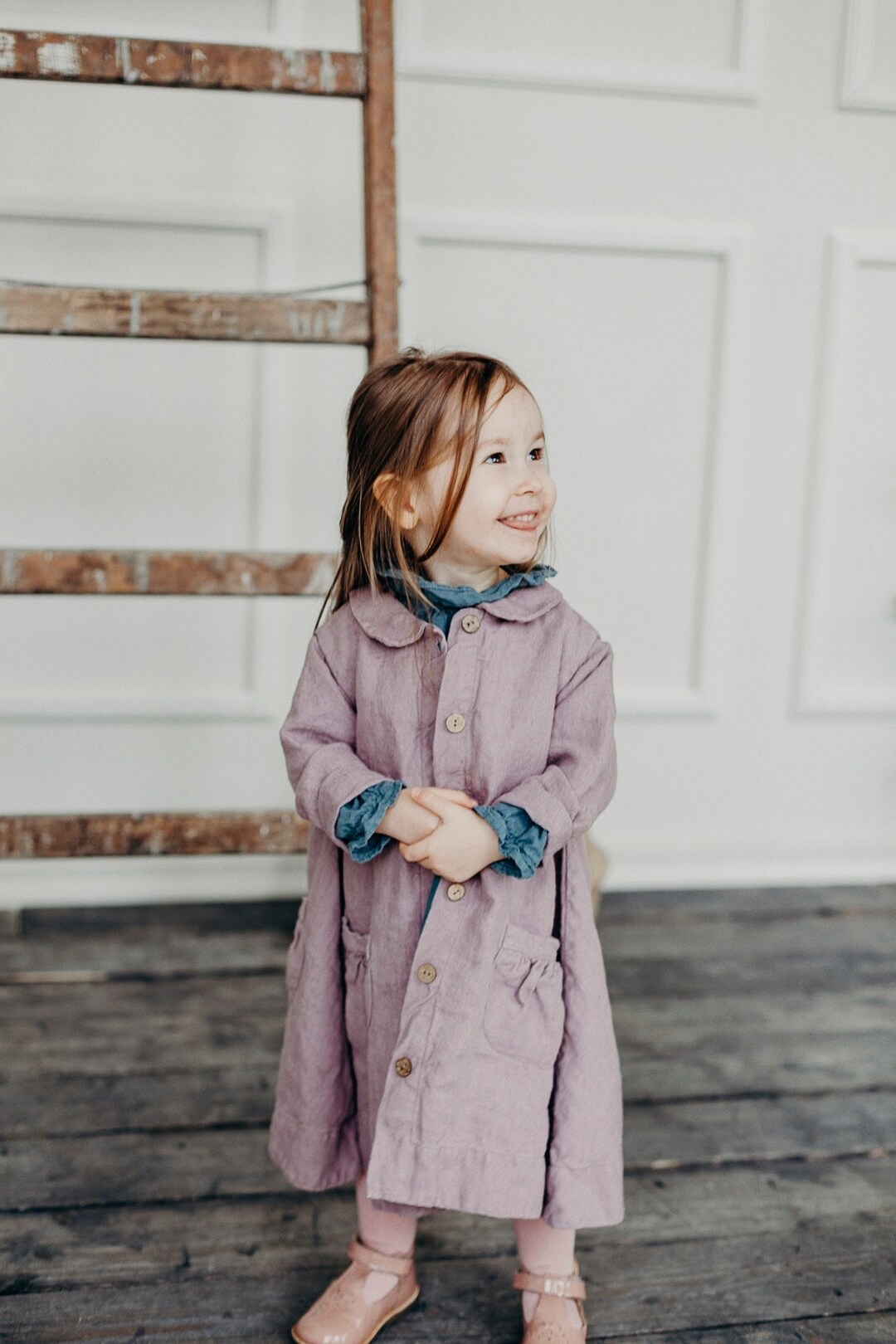 Abrigo de lino cálido para niños: estilo clásico de manga larga