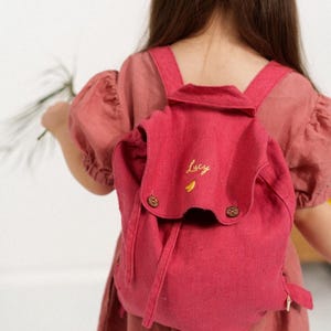 Mini sac à dos de voyage élégant pour garçons et filles, sac en lin parfait pour la randonnée et l'aventure | Différentes couleurs disponibles | Broderie en option