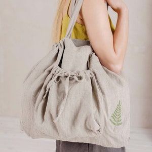 Leinen Einkaufstasche Beere, Flachs Leinen Einkaufstasche, wiederverwendbare Leinen Einkaufstasche, Leinen Reisetasche, handgemachte Geschenkidee | Optional Stickerei