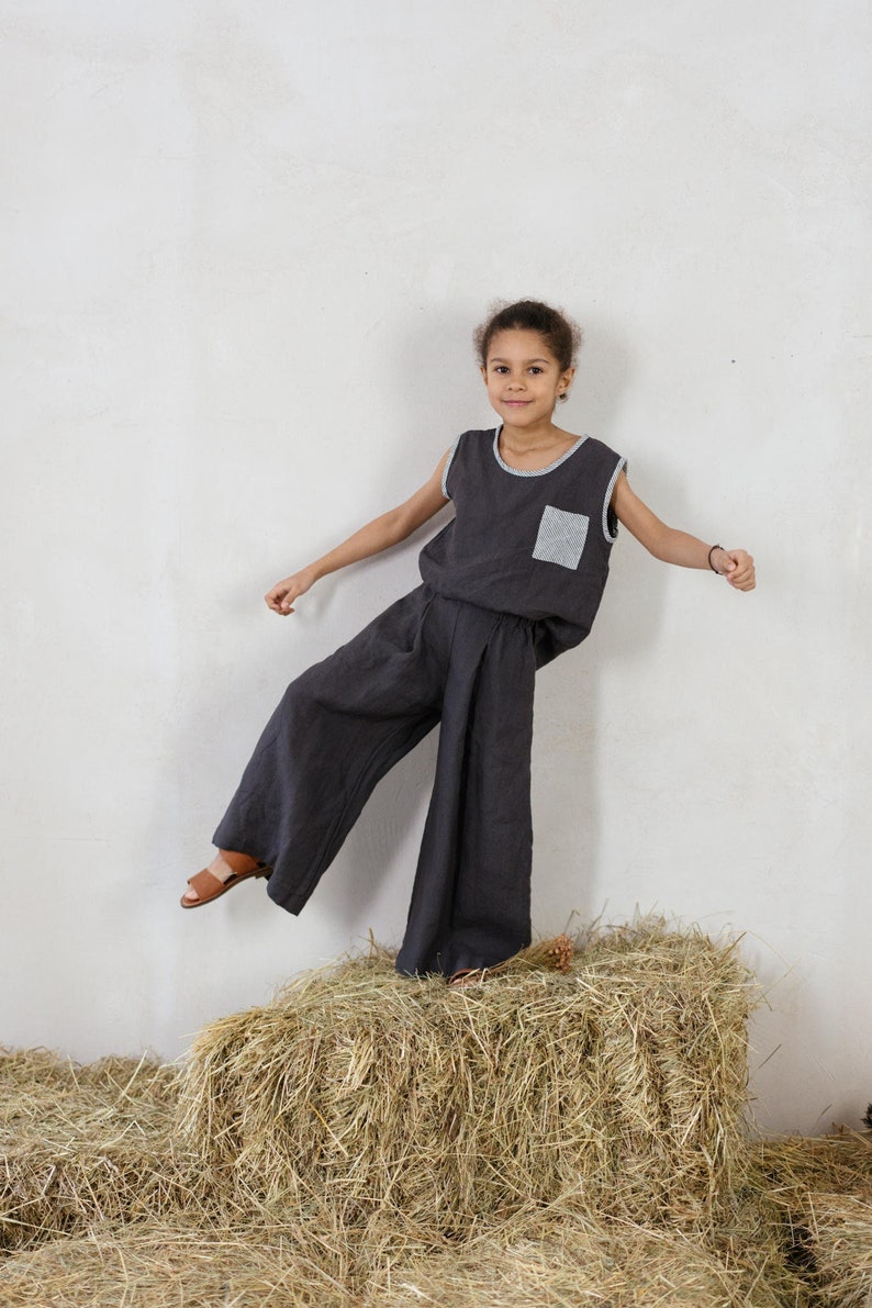 Linen Pleated Pants Amber for Boys and Girls Optional Embroidery image 1