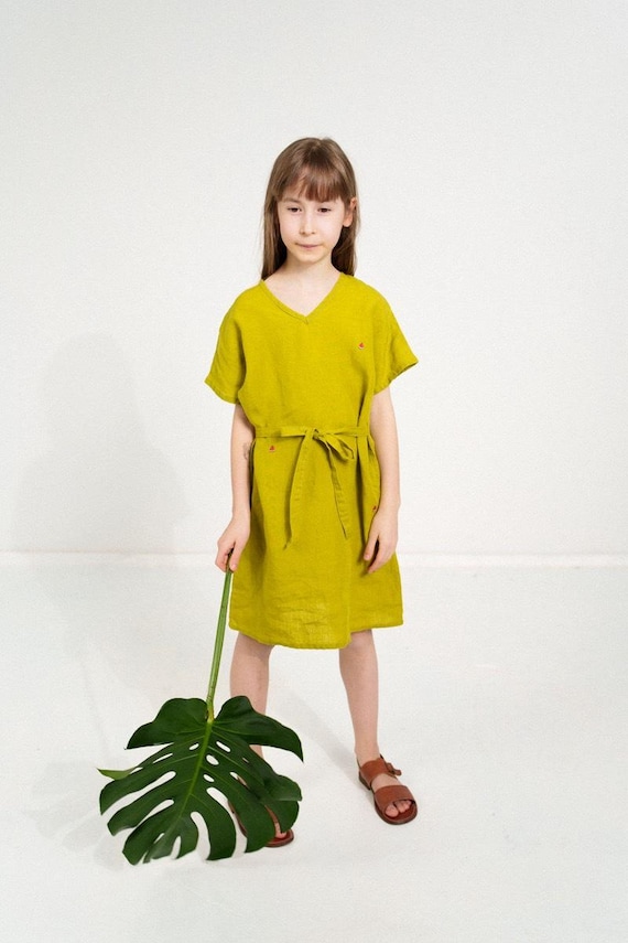 knee length dresses for ladies Organic Linen Wrap Dress Eliana Cloudy Blue ❤️ menique main image 0