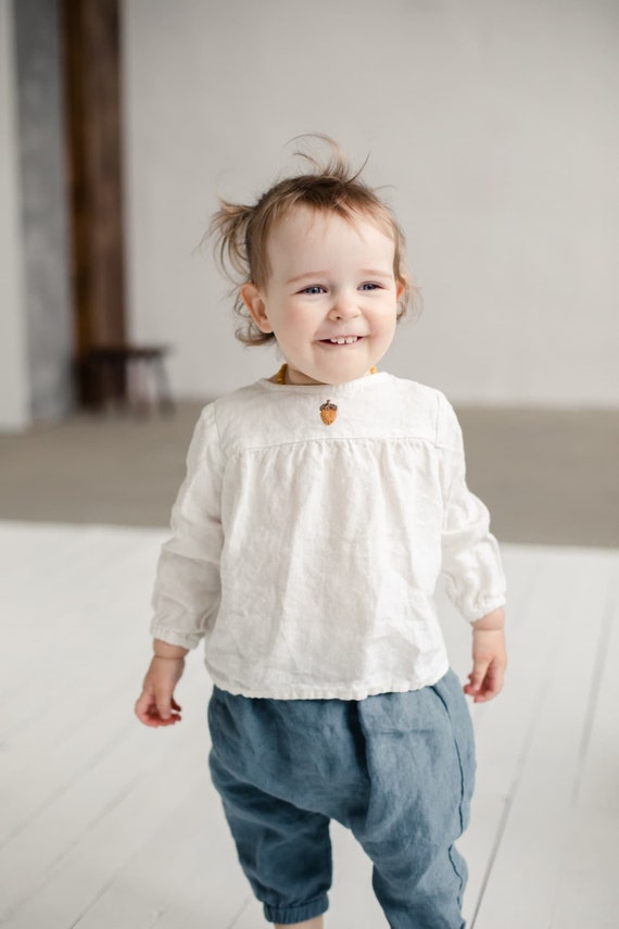 Tunique Louise en lin manches longues pour fille Broderie en