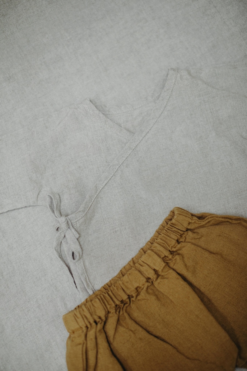 Newborn Linen Wrap Shirt Optional Embroidery image 2