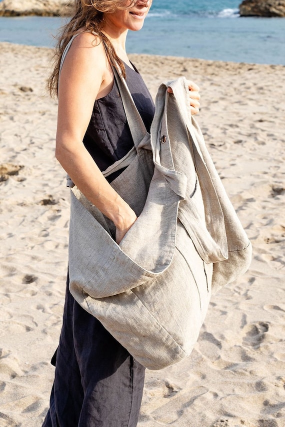 Linen beach hotsell tote