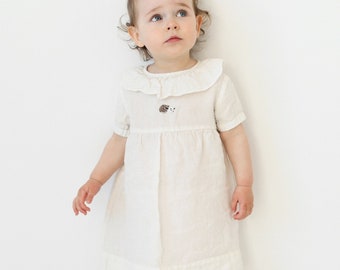 Linen Dress Ruby with Short Sleeves | Optional Embroidery