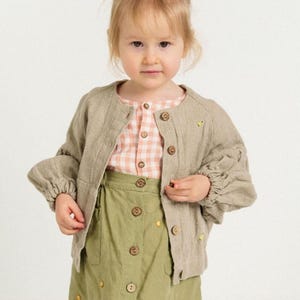 Linen Lightweight Jacket Marcelline, linen clothing, kids clothing, winter jackets for kids | Optional Embroidery