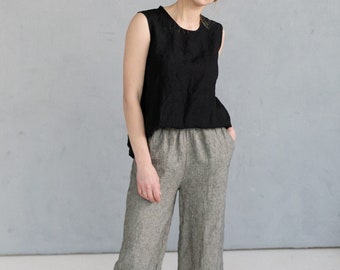 Linen Culotte Pants Hazel | Optional Embroidery