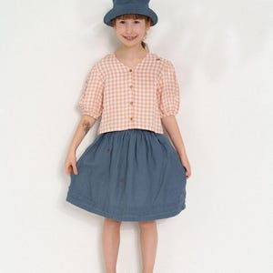 Boho Linen Skirt for Girls, Summer Outfit for Kids, Gathered Casual Playwear, Soft Minimalist Design Skirt Maisie | Optional Embroidery