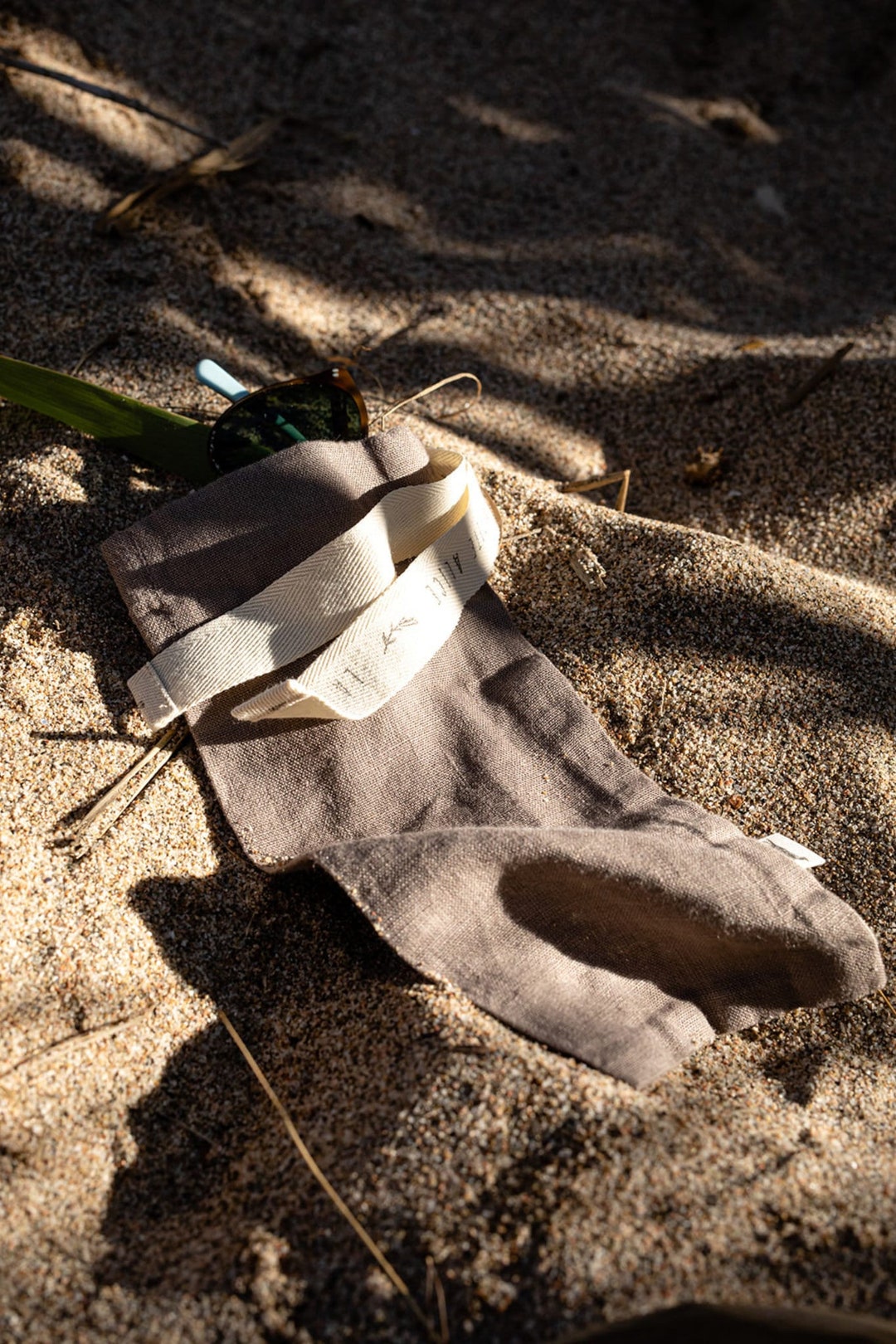 Pochette pour lunettes de soleil en lin Broderie en option