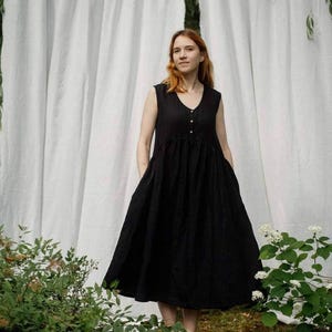 Casual Sleeveless Dress Astrid, linen dress, dresses for women, summer linen dress, boho linen dress | Optional Embroidery
