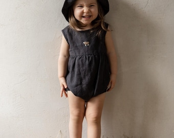 Linen Romper Eli | Optional Embroidery