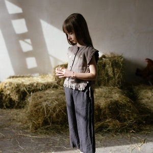 Unisex Linen Culotte Pants: Ankle Length Trousers, Optional Embroidery
