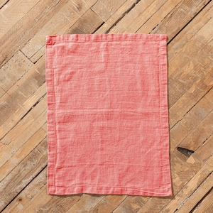 Placemat in Solid Watermelon Pink Linen | Optional Embroidery