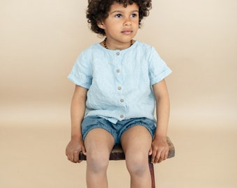 Linen Shirt Felix with Short Sleeves | Optional Embroidery