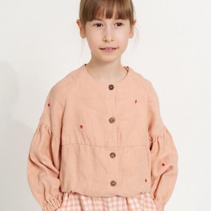 Linen Jacket Marcelline for Girls - 100% Linen - Natural Kids Wear - Summer Linen Jacket | Optional Embroidery