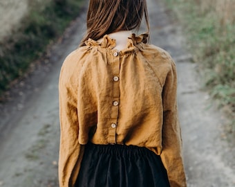 Chemise pour femme en lin bio boutonnée dans le dos