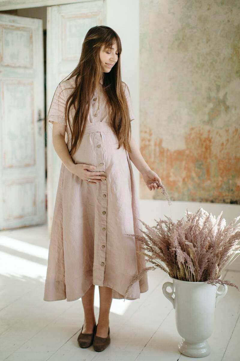 Linen Dress Helen with Short Sleeves, linen dress, dresses for women, summer dress, gift for women, boho linen dress | Optional Embroidery