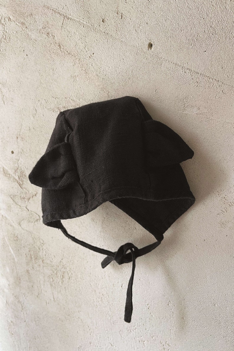 Ready to Ship Halloween Linen Cat Bonnet 86-98 cm / Black image 6
