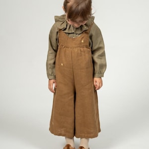 Kids Linen Jumpsuit Rosel – Loose Fit Sleeveless Romper, Stylish and Comfortable Daily Outfit | Wide Leg Style Romper | Optional Embroidery