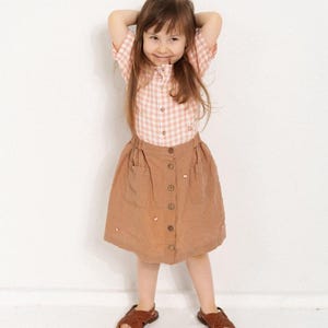 Girls Linen Skirt for Toddlers, Gathered Casual Design, Soft Minimal Style, Comfort Fit Linen Skirt Nikki | Optional Embroidery