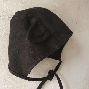 Ready to Ship Halloween Linen Cat Bonnet 86-98 cm / Black image 5