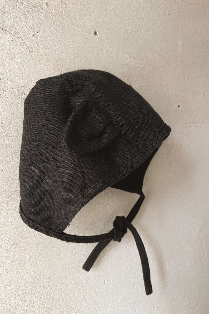 Ready to Ship Halloween Linen Cat Bonnet 86-98 cm / Black image 5