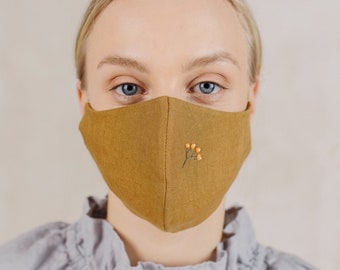 Linen Face Mask | Optional Embroidery