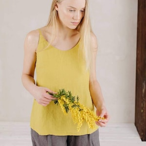 casual Top Agnes, summer tops, sleeveless tops, tops for women, linen top, linen blouse, linen clothing, women clothing| Optional Embroidery