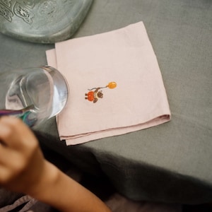 Summer Linen Table Napkin: Handmade Embroidered Decor