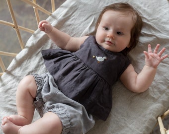 Baby Linen Sleeveless Tunic Sylvia | Optional Embroidery