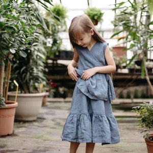 Linen Skirt Amie for Girls Optional Embroidery image 5