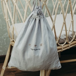Large Linen Pouch Bag | Optional Embroidery