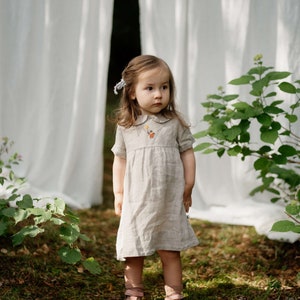 Linen Dress Jenny with Short sleeves | Optional Embroidery